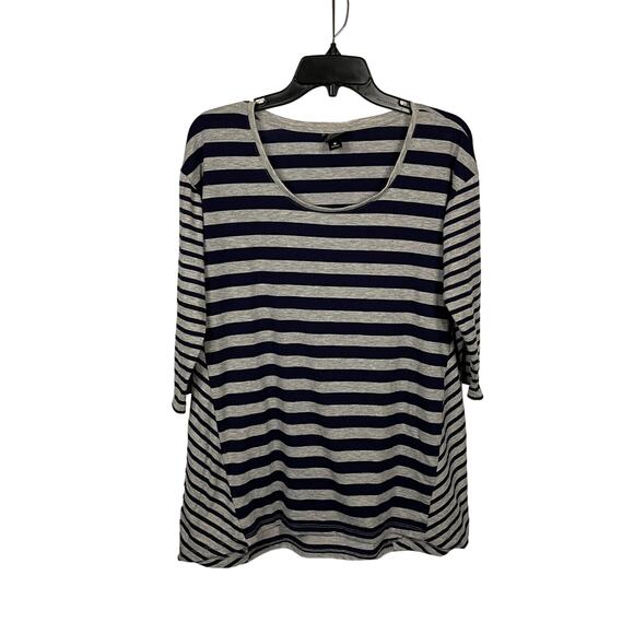 Oh Baby Motherhood Size M Striped 3/4 Sleeve Top Scoop Neck Casual Blue Gray - Picture 1 of 6